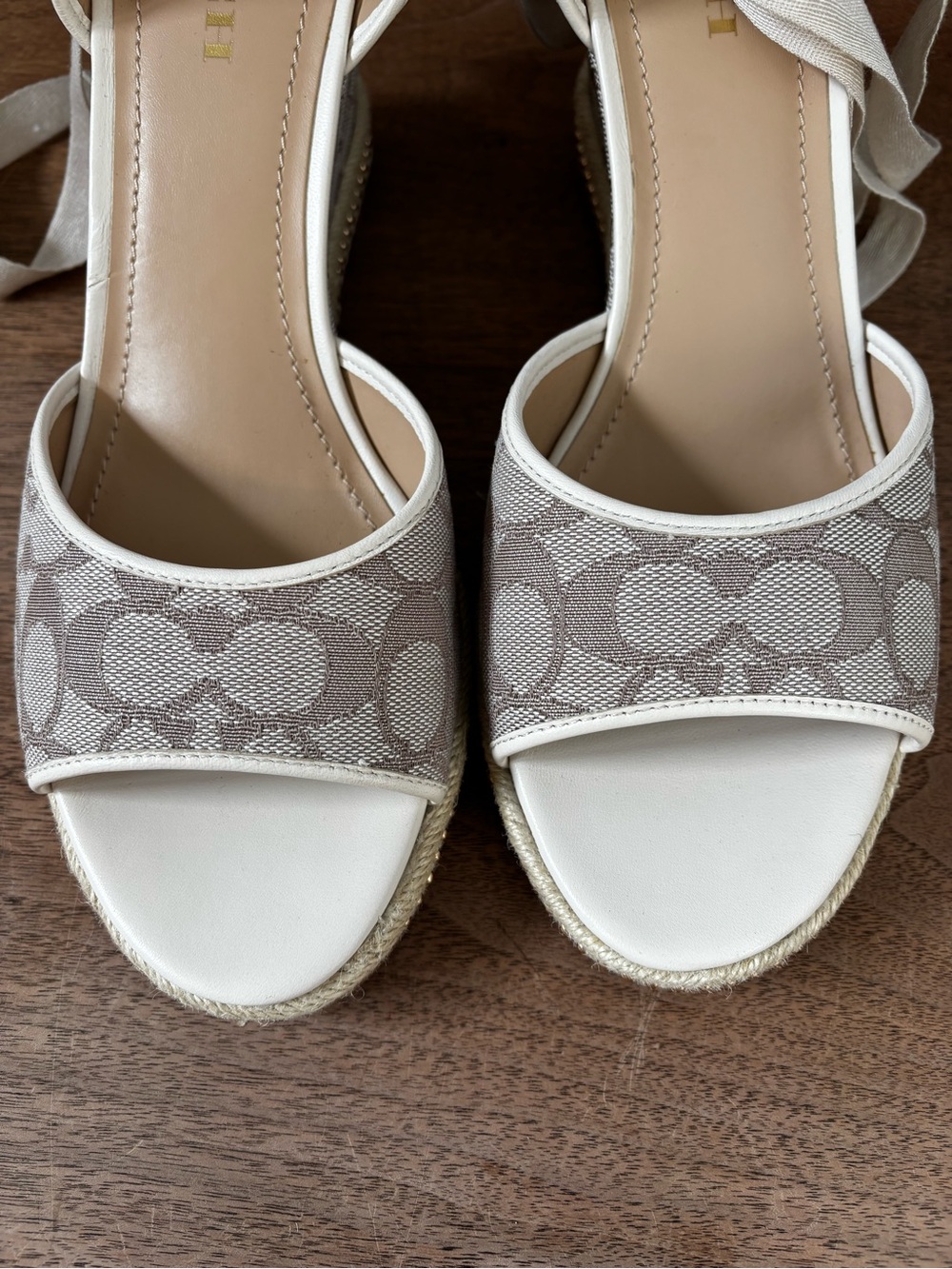 Coach Women's Page Signature Ankle-Tie Wedge Sandals 11 - Picture 4 of 12